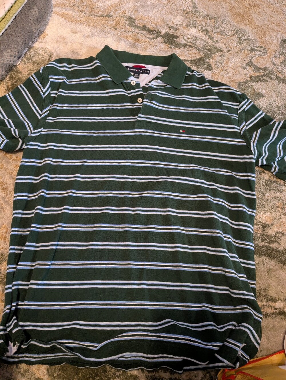 Tommy Hilfiger Men’s Dark Green Striped Polo Shirt